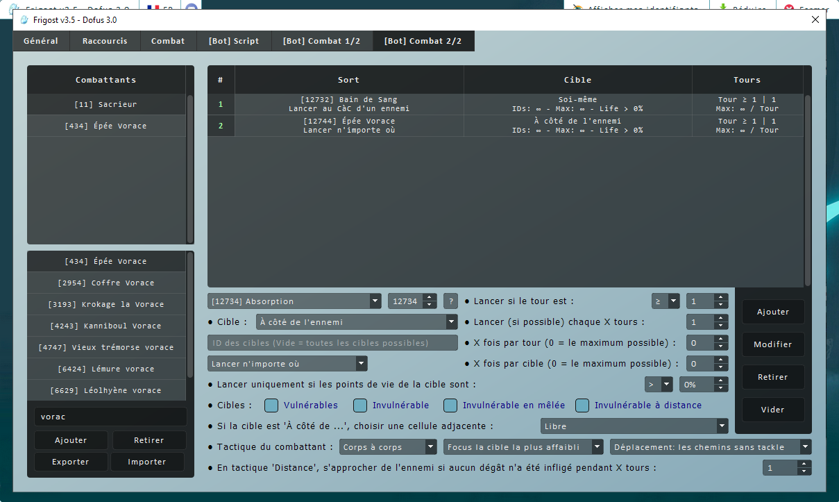 Configuration combat Frigost